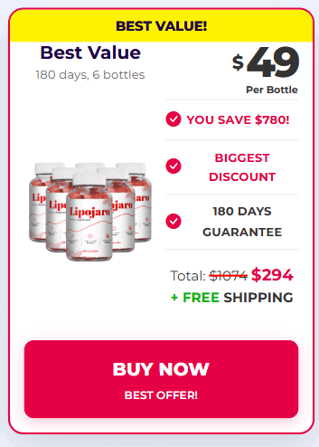 LipoJaro 180-Day Supply Bottle for Weight Loss – Order Now for Natural Fat Burning